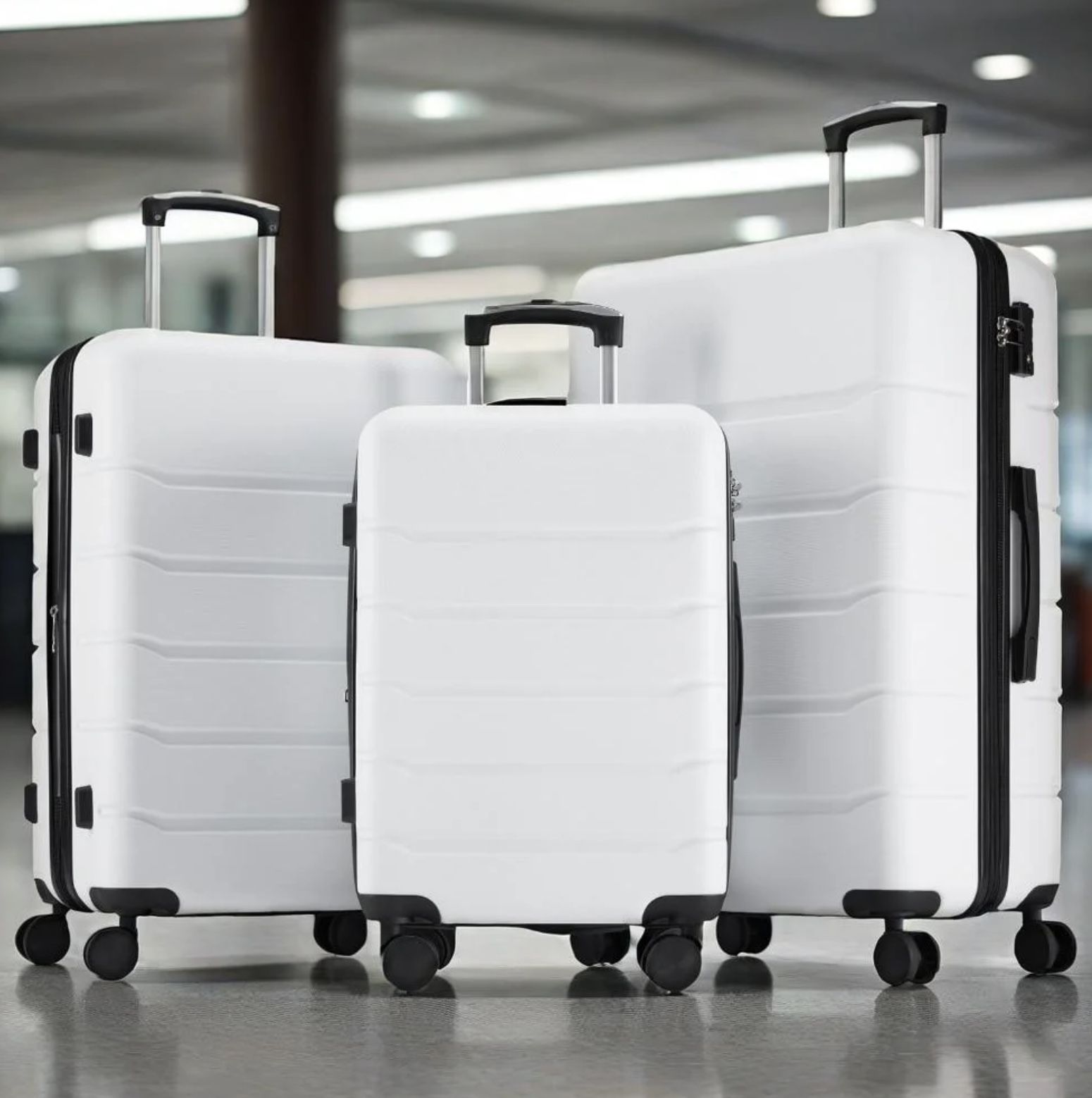 NEW Hardsided 3 Piece Luggage, 360 Spinner Suitcase W/ TSA Locks & Carry On !