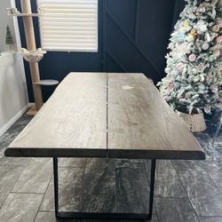 Crate & Barrel - Yukon 80” Black-Brown Live Edge Wood Dining Table