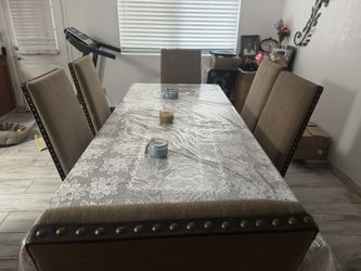 Ashely Madison Rectangular Dark Brown Extendable Dining Table Set
