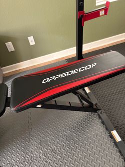 OPPSDECOR 6-in-1 Squat Rack & Weight Bench Combo – Like New