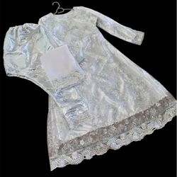 White Sequin Embroidered Pakistani Dress 