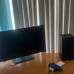 Xbox With 2 Controllers(One not Pictured) and a Monitor