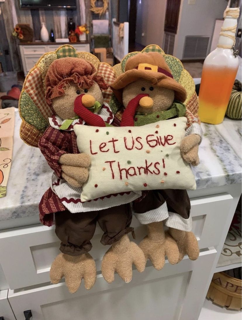 Stuffed turkeys. Weighted sitting decor