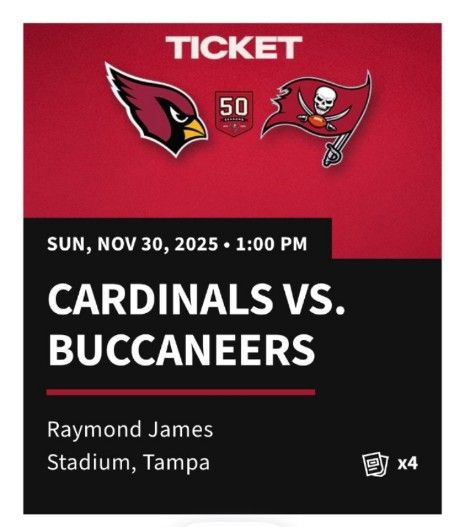 Cardinals Vs Buccaneers | Sun Nov 30