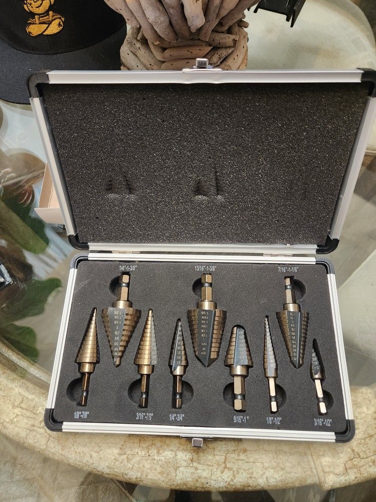 9PC QUICK RELEASE MULTIPLE HOLE STEP DRILL BIT SET 