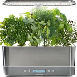 AeroGarden Harvest Elite Slim Indoor Garden Hydroponic System with LED Grow Light - Stainless