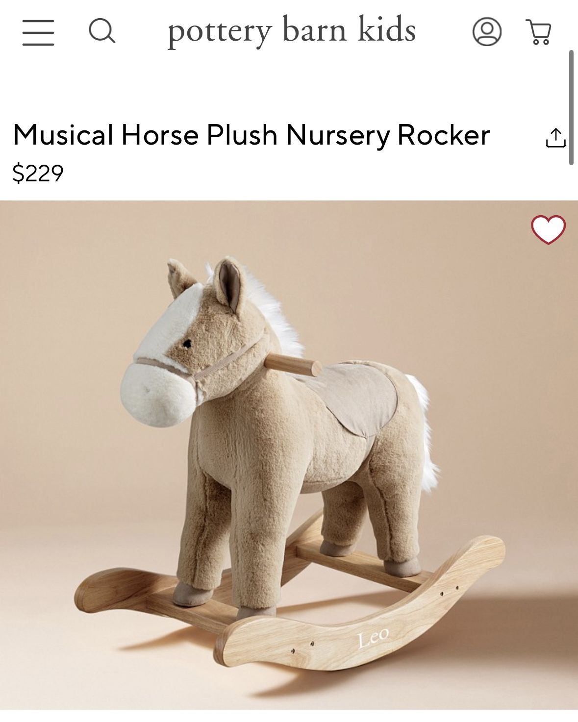 Musical Horse Plush Nursery Rocker, Pottery barn kids