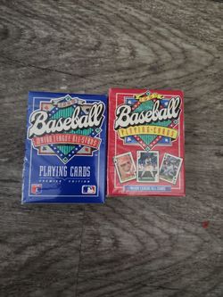 1990 U.S. Playing Card Co. Major League All-Stars Playing Cards (Premier Edition). Next to it is the 1991 version of the same series.