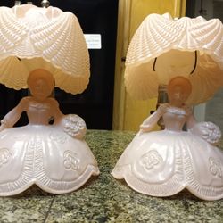 PAIR OF ANTIQUE NIGHTSTAND LIGHTS LITTLE BO PEEP