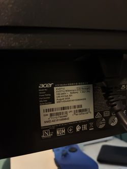 Acer gaming monitor 27” 180hz