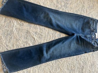 Dark Wash Flare Jeans with Raw Hem
