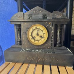 Antique 1(contact info removed) Japy Freres French Marble Mantle Gong Chiming Key Wind Clock Beaucourt France