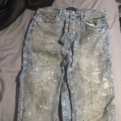 Purple Distressed Blue Jeans (Skinny)