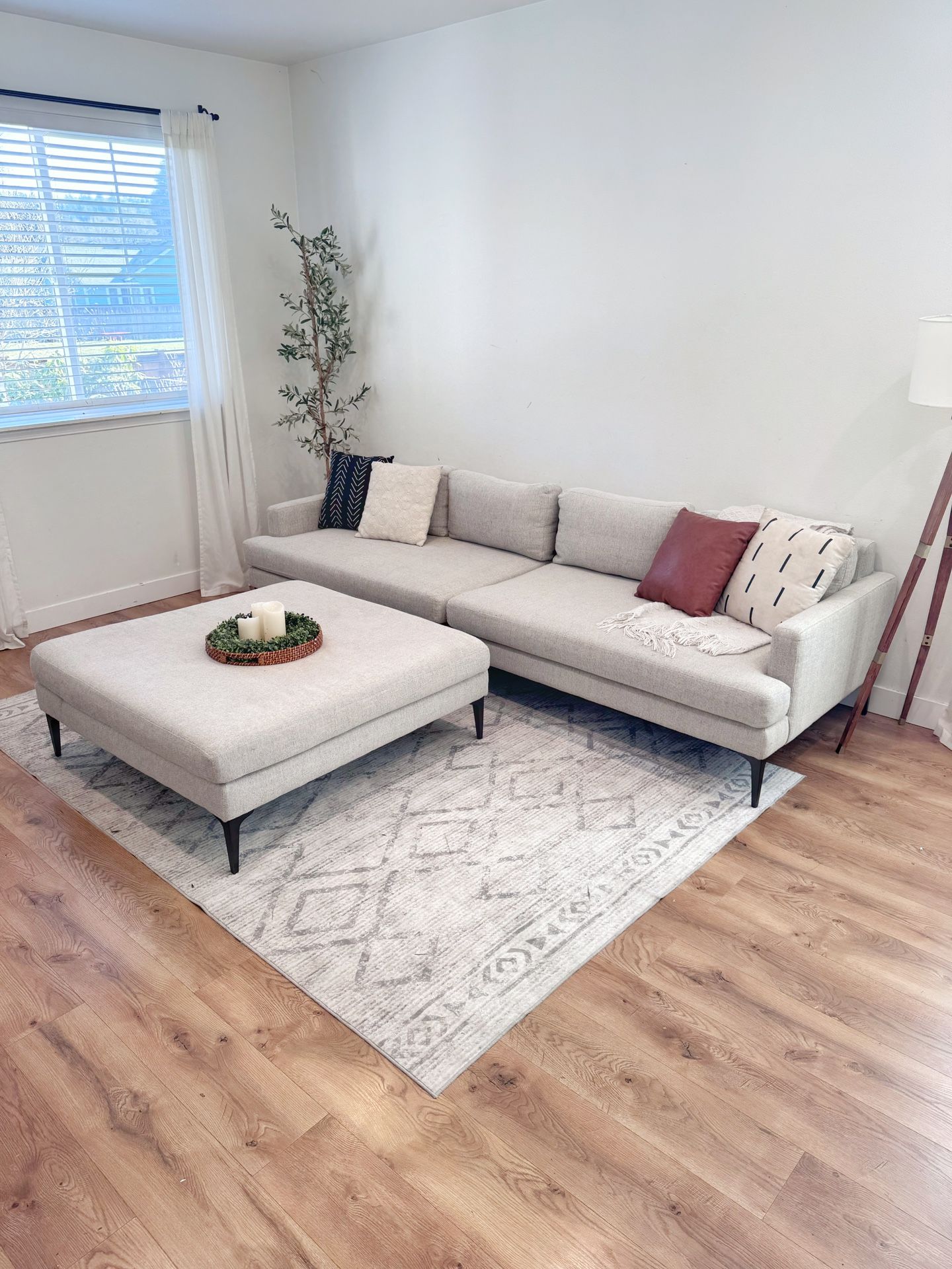 West Elm Andes Sofa With Huge Ottoman 