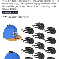 16 Pack Adhesive Hat Hook