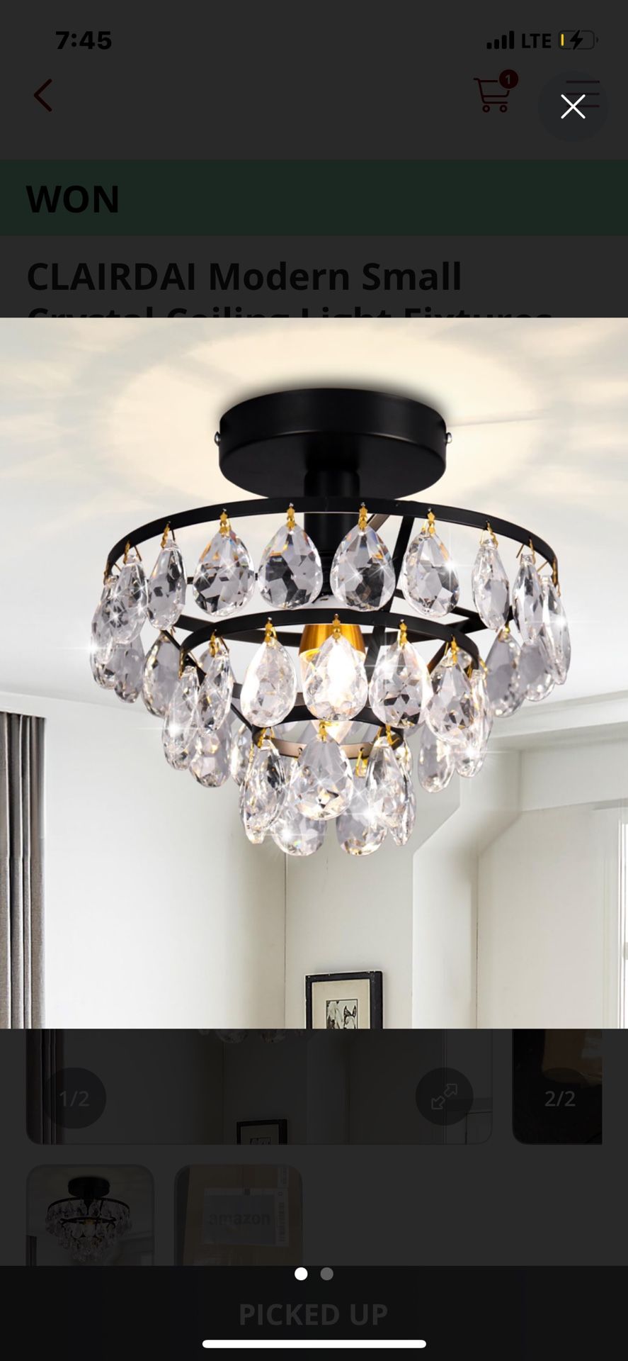 CLAIRDAI Modern Small Crystal Ceiling Light Fixture