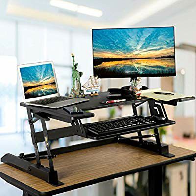 Smart & Art Height Adjustable Sit to Stand Computer Desk Standing Desk Riser Workstation Standing Table Converter