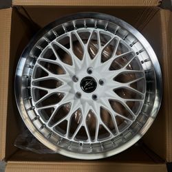 Set of 20” Inch WORK VSXV Style Wheels 20x8.5 +35 5x114.3 White Machine Lip Rims Set of 4 New