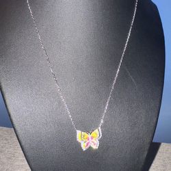 Hand Painted Butterfly Necklace 