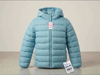 New With Tags The Children's Place Water-Resistant Puffer Jacket - Sky Blue (Size 10)