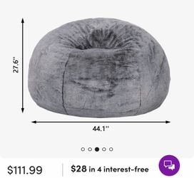 Faux Fur Large Gray Bean Bag