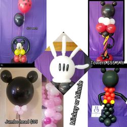 Mickey/Minnie like balloon centerpieces and towers