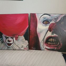 Handpainted IT Pennywise 80s and 2000s version paintings