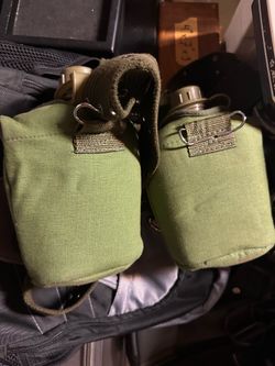 Pair of 1-Quart G.I. Style Canteens with Covers