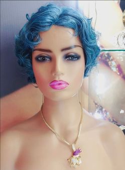 full wig short turquoise rby