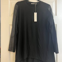 Elaine Kim Roland Leather Sleeve Tunic, NWT, Size M