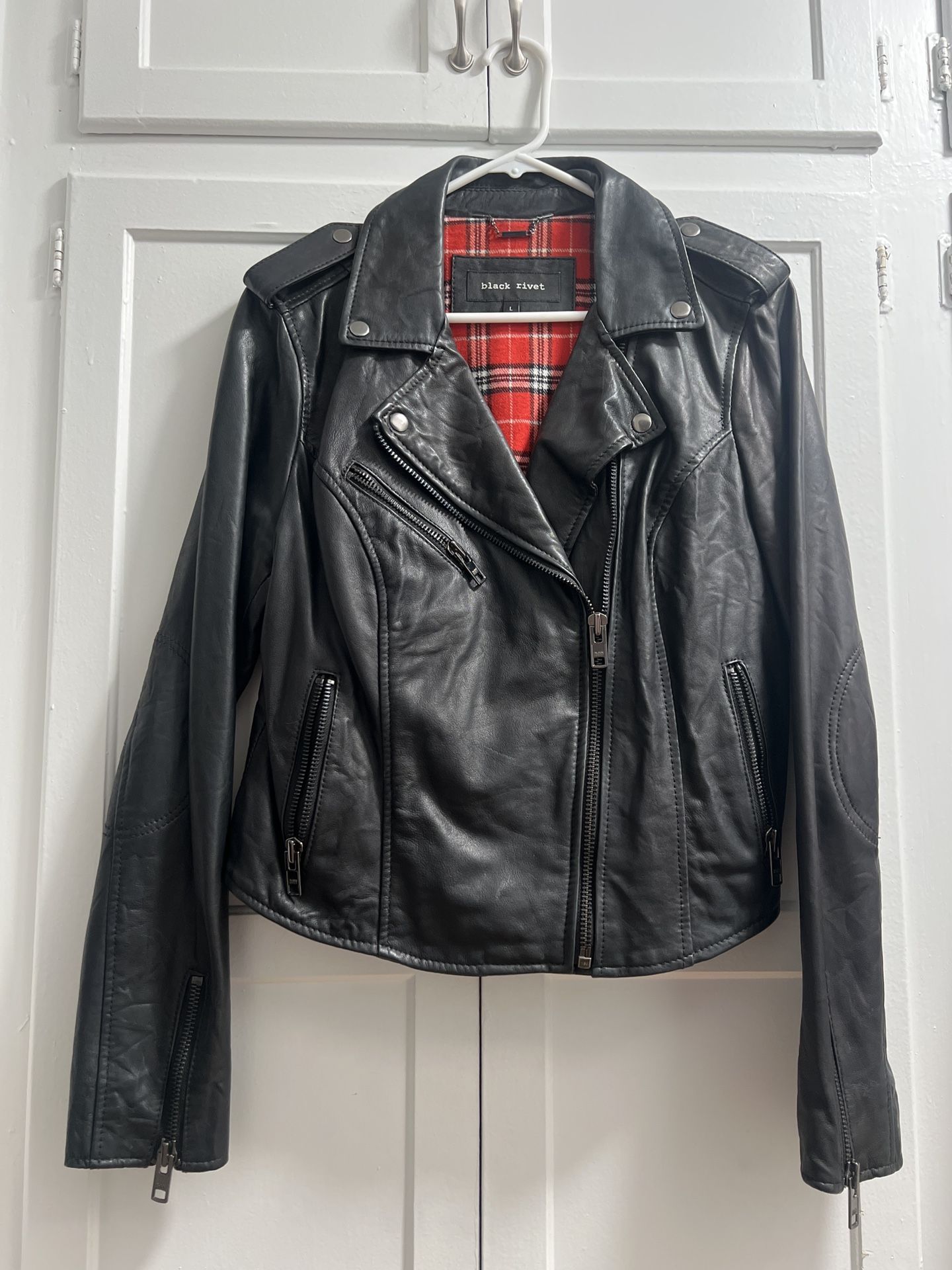 Black Leather Jacket - Size Large