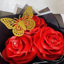 Red Ribbon Flower Bouquet