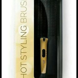 Tru Beauty 2-in-1 Hot Styling Brush- 2 Heat Settings, Swivel Cord - Black/Gold