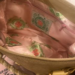 Ladies Charm And Luck Handbag Purse Ran Leather W/ Rhinestone 