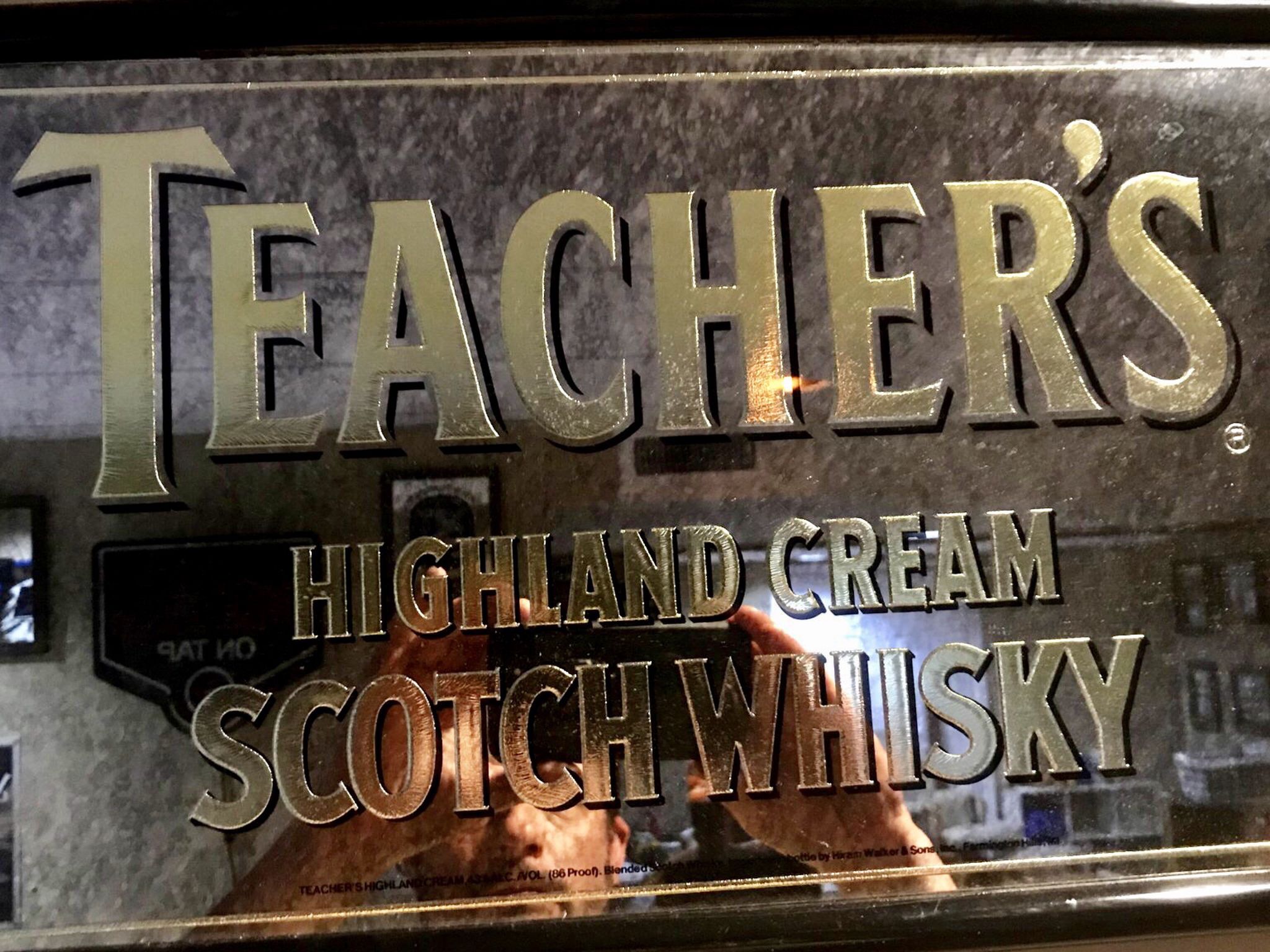 Vintage Teacher’s Highland Cream Scotch Whiskey Bar Mirror