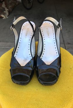 Black peep toe wedges