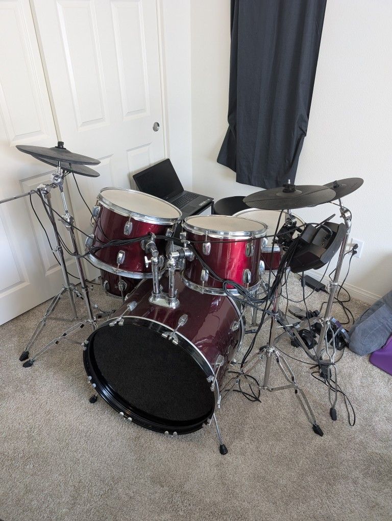 Acoustic Drum Set Converted to Electric (TD-11 Brain + Dell G3 15 Laptop + Addictive Drums 2)