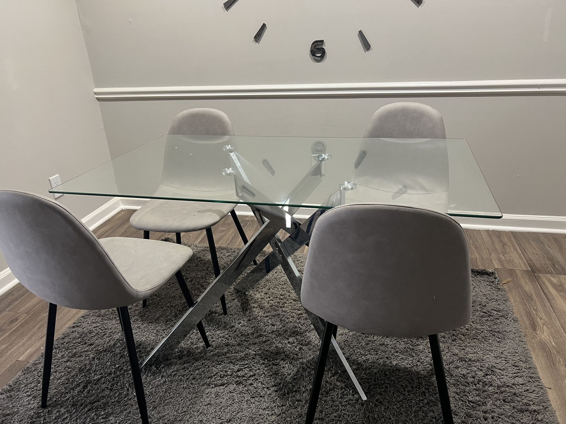 dining table and chairs set - glass , grey