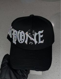 Black Trucker Hat with Rhinestone Lettering