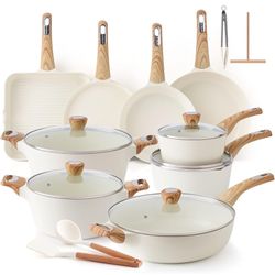 SENSARTE Ceramic Cookware Sets, Pots and Pans Set Non stick, Non toxic Healthy Induction Cookware, 26 Pcs Nonstick Kitchen Cooking Set, w/Frying Pans 