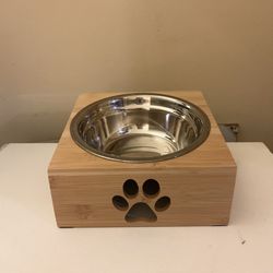 Premium Wooden Pet Bowl Stand with Removable Stainless Steel Bowl