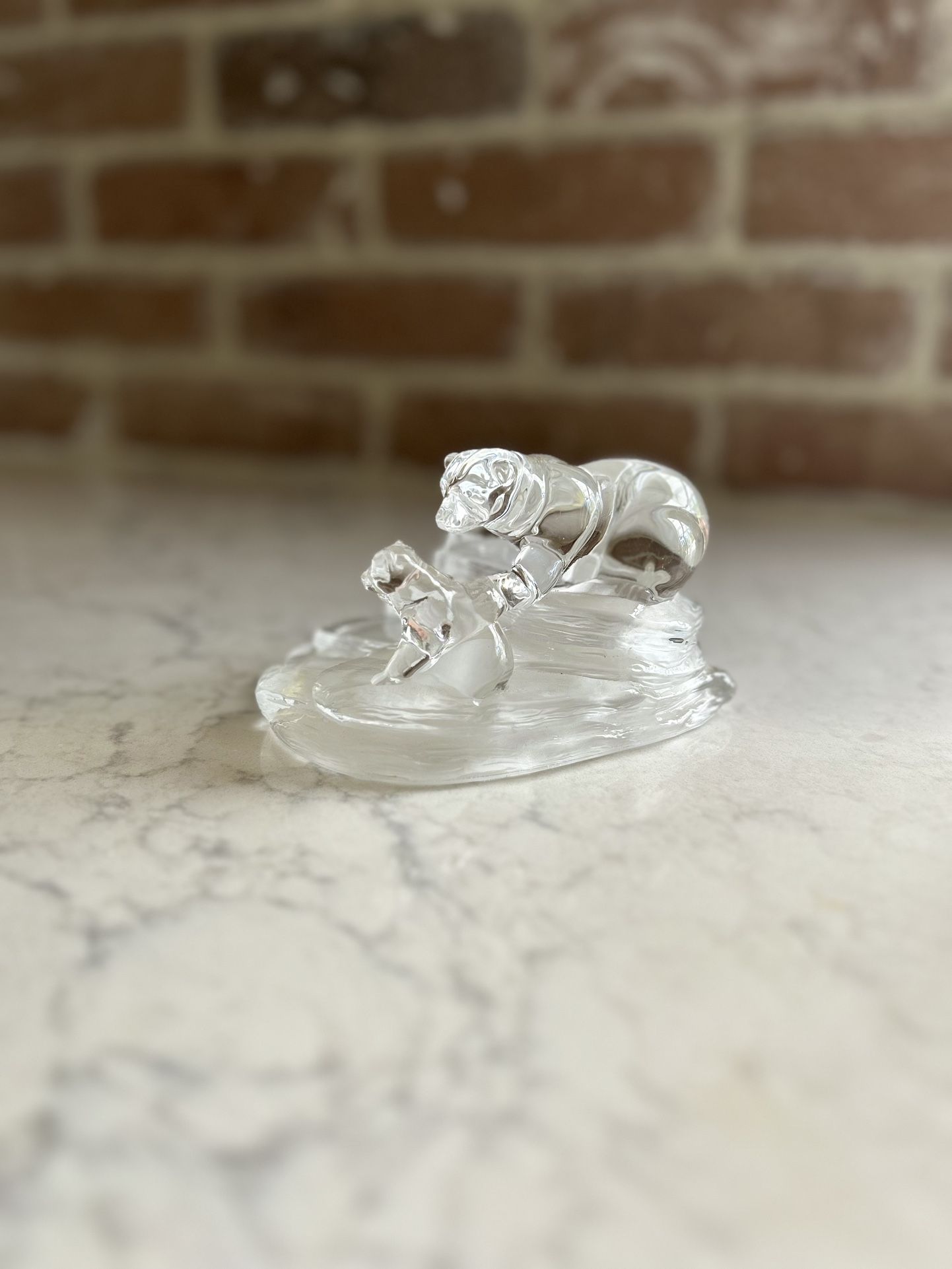 Cristal D' Arques Lead Crystal Polar Bear with Cub