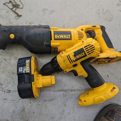 DeWalt reciprocating Saw and DeWalt drill with battery