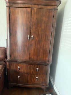 Dark Wood Armoire with Drawers