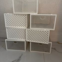 7 White Shoe Box Containers