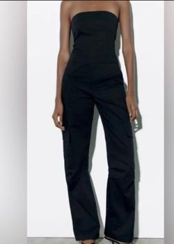 * Zara Black Strapless Cargo Baggy Jumpsuit -🖤🔥