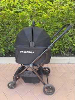 PAWZIDEA 4 n 1 Pet Stroller Dog Cat Small Medium Detachable Foldable Car Travel Crate No Zip Canopy