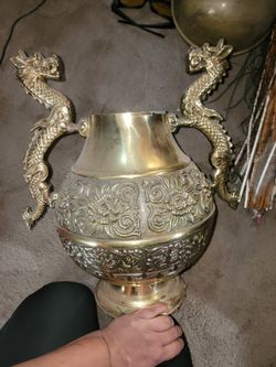 Brass Dragon Handle Decorative Vase