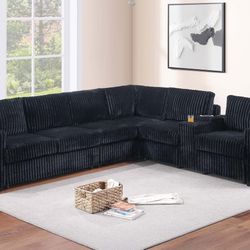 5pcs SECTIONAL SOFA W/CUPHOLDERS AND CHARGING STATION
