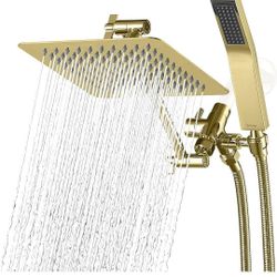 G-Promise All Metal 8" Dual Square Shower Head Combo